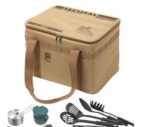 Camping Storage Bag, Insulated Heat-Resistant Organizer Pouch, Oxford Cloth, PVC Large Capacity Cookware Bag, Perfect for Hiking, Backpacking, Beach, Tent Trips, and Traveling Adventures, 26x38x30cm
