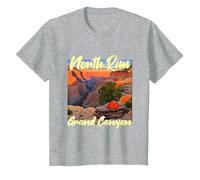 Camping sur la Rive Nord du Grand Canyon T-Shirt, Enfant, Gris Chiné, 8 Ans