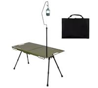 Camping Table, Folding Picnic Cooking Desk, Portable and Height Adjustable Outdoor Prep Station with Builtin Light Holder for RV Trips, Tailgating, Beach Gatherings, Patio