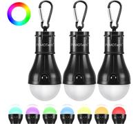 Camping Tent Light,3 Rgb Bulb,Camping Accessories,Waterproof,Portable,Suitable For Outdoor Camping,Hiking,Meeting,Emergencies [Energy Class A]