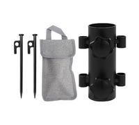 Camping Tent Rod Holders, Windproof Base Stabilizer, 10x3.7x3.7cm/3.94x1.46x1.46 inches Rust-Proof Steel Support, Heavy-Duty Canopy, 4 Pack for Hiking Fishing Shelter Setup