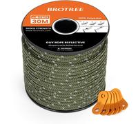 Camping Tent Rope 4 Mm 30 M With 6 X Tensioner Rope Tent ¿ Reflective Army Green