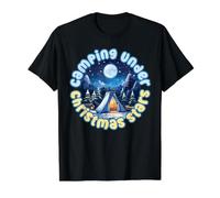 Camping Under Christmas Stars Expert Camper T-Shirt Graphique avec Valeur, Homme, Noir, M