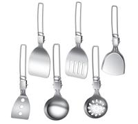 Camping Utensil Kit, Folding Travel Cutlery Set, Reusable Non Slip Kitchen Tools, 2.76x7.87 Inches Compact 6 Piece Spoon Fork, Portable Tableware for Hiking, Rv, Picnic, Beach Trip Use