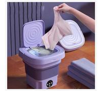 Camping Waschmaschine, Faltbare Kleine Waschmaschine 8L mit 360° Blu-Ray Schleuder Und Ablaufrohr Miniwaschmaschime für Wohnungswäsche Camping Wohnmobil,Purple