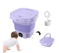 Camping Waschmaschine, Kleine Waschmaschine 8L mit 360° Blu-Ray Schleuder Und Ablaufrohr Mini Washing Machine für Single Apartments,Purple