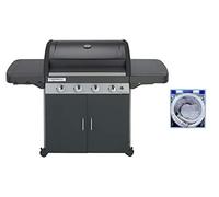 Campingaz Barbecue à gaz Class 4 LD Plus, 4 brûleurs, Puissance 12.8kW,Système de nettoyage facile InstaClean, grille et plancha en fonte double émaillage, 2 tablettes latérales + Campingaz 204665 Tuyau Souple à Visser de 1.25m pour Barbecue à Gaz