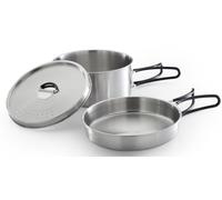 Campingaz Set de casseroles Trekking Kit 3 pièces (acier inoxydable, 1 casserole + 1 couvercle + 1 poêle)