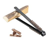 CAMPINGMOON BKMS-41 Pince à bois de cheminée avec griffes dentelées en forme de ciseaux pour feu de camp, foyer et feu de camp avec manche en bois