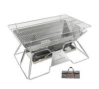 Campingmoon - Brasero de camping portable en acier inoxydable pliable avec barbecue au charbon de bois 50,8 x 33 cm avec sac de transport MT-3