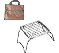 Campingmoon Grille portable pour feu de camp en acier inoxydable 304 pliable avec pieds et sac de transport