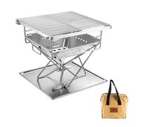 Campingmoon X-Mini Pro Barbecue à charbon portable en acier inoxydable de 24 cm avec 3 niveaux réglables en hauteur pour le camping en plein air Barbecue Sac de transport