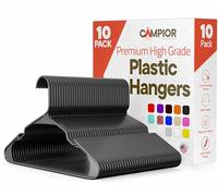 Campior Lot de 10 cintres de qualité supérieure - Design Fin et Peu encombrant - Plastique léger et Durable avec rainures d'épaule intelligentes - Utilisation Polyvalente pour Organiser Le Linge, Les