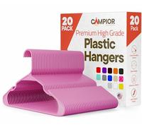 Campior Lot de 20 cintres de qualité supérieure - Design Fin et Peu encombrant - Plastique léger et Durable avec rainures d'épaule intelligentes - Utilisation Polyvalente pour Organiser Le Linge, Les