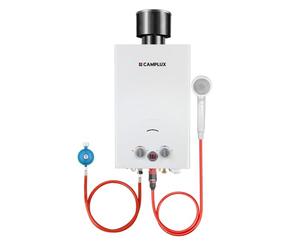 CAMPLUX BW264C-DE Chauffe-eau à Gaz 10 Litres Instantané, avec Capuchon de Pluie, 50 mbar, LPG, pour le Lavage des Chevaux/Camping/Voyages