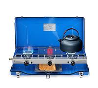 Camplux JK-5330-DE 3 Brûleurs Réchauds de Camping, Portable Cuisinière à Gaz, 4,5kW, Gaz Butane/Propane, 50mbar, Bleu
