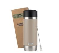 Campo Libre.® ANTO Mug Isotherme Cafe - Tasse a cafe Premium avec Couvercle Étanche One-Touch, Gourde Isotherme à Double Paroi en Acier Inoxydable, Garde les Boissons Chaudes 6 h - Beige, 350ml