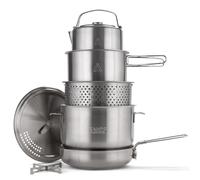 Campo Libre.® Enzo Kit de Casserole Camping - Set de Casseroles et Poeles INOX Durable, Technologie ProCore, Induction, Gaz, Batterie Cuisine INOX Extérieure, Design Compact Empilable