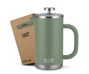 Campo Libre.® GIORGIO - Cafetiere a Piston en Acier Inoxydable Recy ouble Paroi Isotherme, Sans Plastique - French Press avec Filtre de Rechange - Passe au Lave-Vaisselle. Vert, 600ml