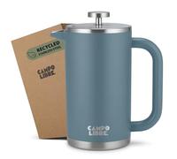 Campo Libre.® GIORGIO - Cafetiere a Piston en Acier Inoxydable Recy ouble Paroi Isotherme, Sans Plastique - French Press avec Filtre de Rechange - Passe au Lave-Vaisselle. Bleu, 1000ml, 1l