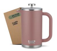 Campo Libre.® GIORGIO - Cafetiere a Piston en Acier Inoxydable Recy ouble Paroi Isotherme, Sans Plastique - French Press avec Filtre de Rechange - Passe au Lave-Vaisselle. Rose, 1000ml, 1l