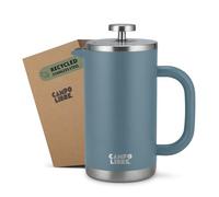 Campo Libre.® GIORGIO - Cafetiere a Piston en Acier Inoxydable Recy ouble Paroi Isotherme, Sans Plastique - French Press avec Filtre de Rechange - Passe au Lave-Vaisselle. Bleu, 600ml