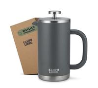 Campo Libre.® GIORGIO - Cafetiere a Piston en Acier Inoxydable Recy ouble Paroi Isotherme, Sans Plastique - French Press avec Filtre de Rechange - Passe au Lave-Vaisselle. Gris, 600ml