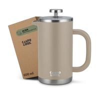 Campo Libre.® GIORGIO - Cafetiere a Piston en Acier Inoxydable Recy ouble Paroi Isotherme, Sans Plastique - French Press avec Filtre de Rechange - Passe au Lave-Vaisselle. Beige, 600ml