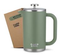 Campo Libre.® GIORGIO - Cafetiere a Piston en Acier Inoxydable Recy ouble Paroi Isotherme, Sans Plastique - French Press avec Filtre de Rechange - Passe au Lave-Vaisselle. Vert, 1000ml, 1l