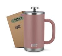 Campo Libre.® GIORGIO - Cafetiere a Piston en Acier Inoxydable Recy ouble Paroi Isotherme, Sans Plastique - French Press avec Filtre de Rechange - Passe au Lave-Vaisselle. Rose, 600ml