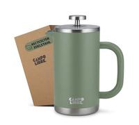 Campo Libre.® GIORGIO - Cafetiere a Piston en Acier Inoxydable Recy ouble Paroi Isotherme, Sans Plastique - French Press avec Filtre de Rechange - Passe au Lave-Vaisselle. Vert, 600ml