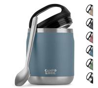 Campo Libre.® Lotta - Thermos Alimentaire Chaud & Froid - Boite Repas Isotherme avec Cuillère - Gamelle Isotherme Adulte ou Bébé, Travail, Bureau, École, Camping - Facile à transporter. Bleu, 600ml