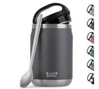 Campo Libre.® Lotta - Thermos Alimentaire Chaud & Froid - Boite Repas Isotherme avec Cuillère - Gamelle Isotherme Adulte ou Bébé, Travail, Bureau, École, Camping - Facile à transporter. Gris, 800ml