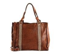 CAMPOMAGGI Sac à épaule marron argenté en cuir pour femme - Shopping Bag Cognac 208815