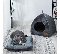 Campsie Nid De Chat Triangulaire | Tente Nid Chat Pliable | Niche D'extérieur pour Chat Imperméable | avec Coussin Amovible | Abri d'hiver Chaud pour Chats | pour Petit Chien Et Chat