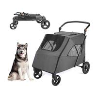 CAMPSOR Poussette pour chien et chat Double capacité pliable 4 roues Gris foncé