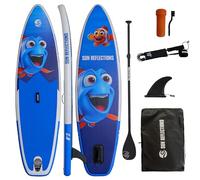 Campsup Sun Reflections Kids Planche de SUP gonflable pour enfants de 250 cm, kit complet avec pagaie réglable, laisse de sécurité, sac de transport et aileron, antidérapante, design bleu