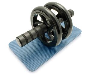 CampTeck U6665 Roue Abdominaux Duo Ab Wheel Roller Exercices Abdominale avec Tapis Genoux Poignées avec Mousse Confortable, Idéal pour Fitness, Abdos - Noir