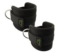 CampTeck U6831 Sangle Musculation Cheville Support Poignet Neoprène Réglable avec Anneaux en D pour Cable Machine Entraînement Gym Jambes, Fessiers y Abdos - Noir, 1 Paire