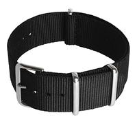 CampTeck U6947 - Bracelet (24|22|20|18mm) Watch Strap Bracelet de Montre de Nylon avec Boucle en Acier Inoxydable pour Montres avec Barrette Ressort - Noir - 20mm