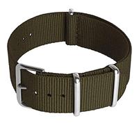 CampTeck U6951 - Bracelet (24|22|20|18mm) Watch Strap Bracelet de Montre de Nylon avec Boucle en Acier Inoxydable pour Montres avec Barrette Ressort - Vert Olive - 22mm