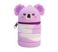 Campus Koala Trousse d'école Extensible en Silicone avec Fermeture éclair 1 Compartiment, Trousse Verticale Pop-up en Silicone avec Fermeture éclair, Porte-Crayons rétractable en Forme d'animaux