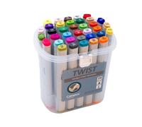 Campus Marqueurs double pointe Twist, marqueurs à alcool, marqueurs avec pointe ronde 2 mm et biseautée 5 mm, marqueurs permanents pour toutes surfaces, avec mallette avec poignée (36 couleurs)