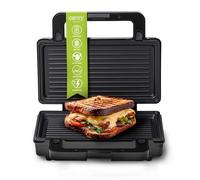 CAMRY Croque Monsieur Appareil, Machine a panini avec 2 Plaques Interchangeables, Grille-Sandwich et Grille de Contact, Revêtement Antiadhésif, Poignée de Sécurité, Témoins Lumineux, 1400 W, CR3075