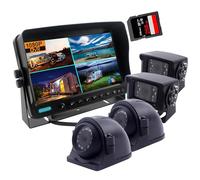 CAMSLEAD 10 Pouces écran 1080P système de caméra de recul, enregistreur DVR intégré, Écran divisé, Moniteur de Voiture + 2X caméras de recul + 2X Protections latérales pour remorque de Camion RV