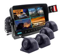 CAMSLEAD Système de caméra de recul HD 1080p avec écran numérique 9 pouces, enregistreur DVR HD, 4 canaux, écran divisé quadruple, 4 caméras étanches 1080p pour remorque