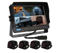 CAMSLEAD Système DVR Compact pour Véhicule - Moniteur 9" HD, 4X Mini Caméras 1080P, Anti-Vandalisme, Lignes de Stationnement pour Caravane, Remorque, Camion