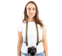 Camstrap - Sangle Appareil Photo et Jumelles Mains-Libres Ultra-Légère et Ajustable, Protection Optimale du Cou et du Dos, Universellement Adaptable (Sauge)