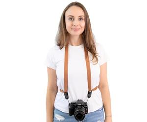 Camstrap - Sangle Appareil Photo et Jumelles Mains-Libres Ultra-Légère et Ajustable, Protection Optimale du Cou et du Dos, Universellement Adaptable (Terracotta)