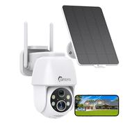 CAMSTRO 2K Camera Surveillance WiFi Exterieure sans Fil, 2.4GHz Camera Solaire Exterieur PTZ 360° avec Détecteur de Mouvement PIR, Vision Nocturne Couleur, Audio Bidirectionnel